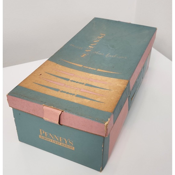 Penneys Shoes - Vintage Penney's Shoe Box JC Penney 1950s/60s Pastel Blue & Pink Movie Prop